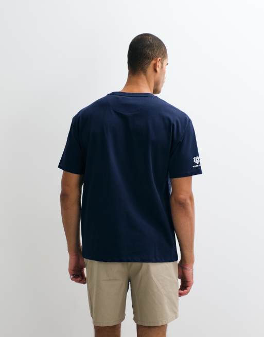 Polo Ralph Lauren Wimbledon capsule chest script logo print t-shirt in navy, 5 of 5