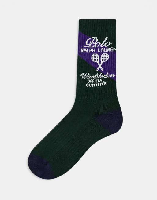 Polo Ralph Lauren – Wimbledon Capsule – Ciemnozielone skarpetki sportowe z tenisowym logo