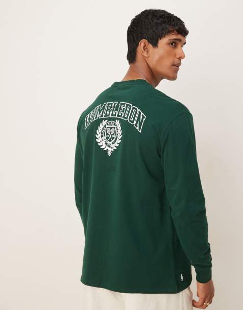 Polo Ralph Lauren Wimbledon capsule back logo long sleeve t-shirt in dark green