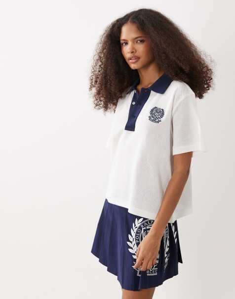 Polo Ralph Lauren Wimbledon capsule cotton linen mix contrast collar polo shirt in white - view 1