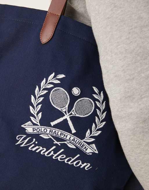 Polo Ralph Lauren Wimbledon capsule crest logo medium canvas tote in navy, 3 of 4