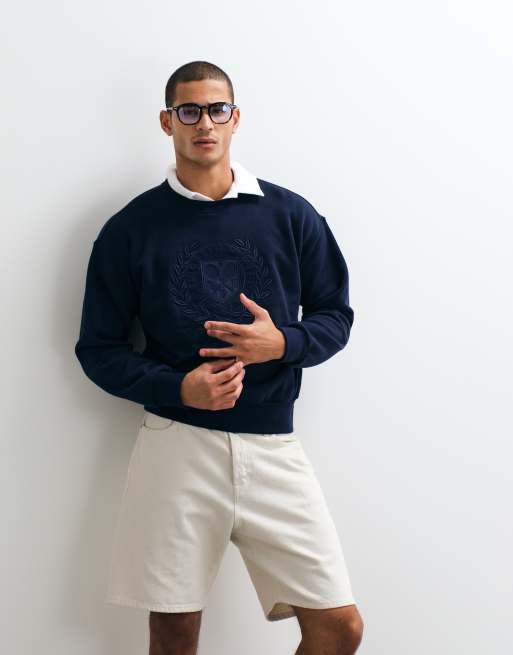 Polo Ralph Lauren Wimbledon capsule embroidered crest logo sweatshirt in navy, 3 of 5