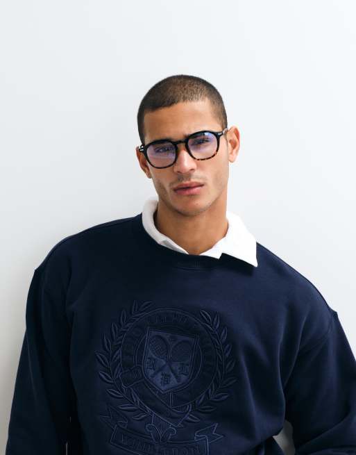 Polo Ralph Lauren Wimbledon capsule embroidered crest logo sweatshirt in navy, 4 of 5