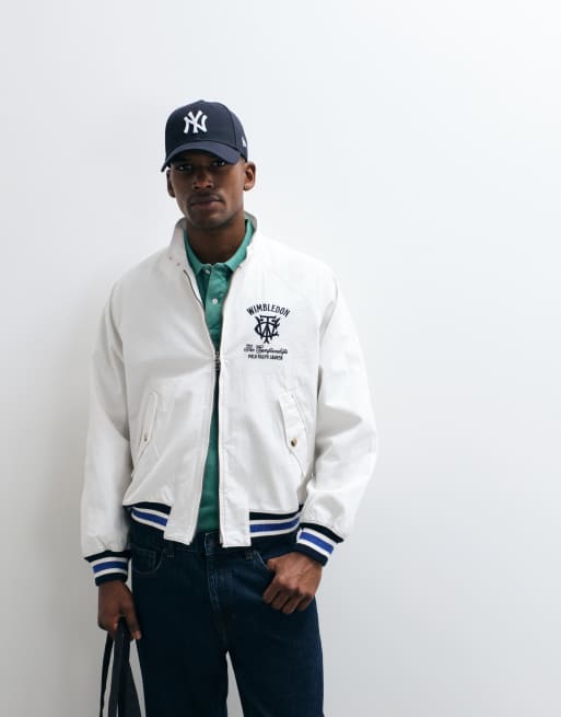 Polo Ralph Lauren Wimbledon capsule embroidered script logo back print jacket in white, 3 of 5