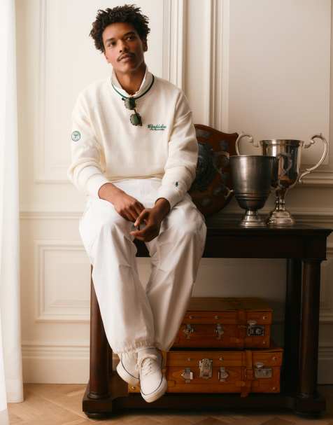 Polo Ralph Lauren - Wimbledon Capsule - Felpa bianca a coste con scritta sul petto - view 1