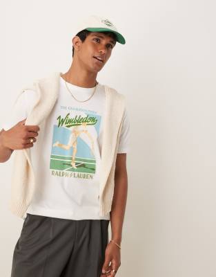 Polo Ralph Lauren Wimbledon capsule front print t-shirt in white - view 1