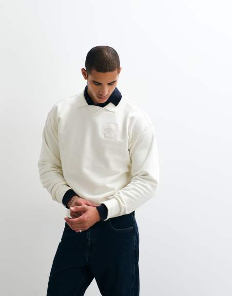 Polo Ralph Lauren - Wimbledon Capsule - Hvid sweatshirt med krave og broderet våbenskjoldslogo på ryggen - view 1
