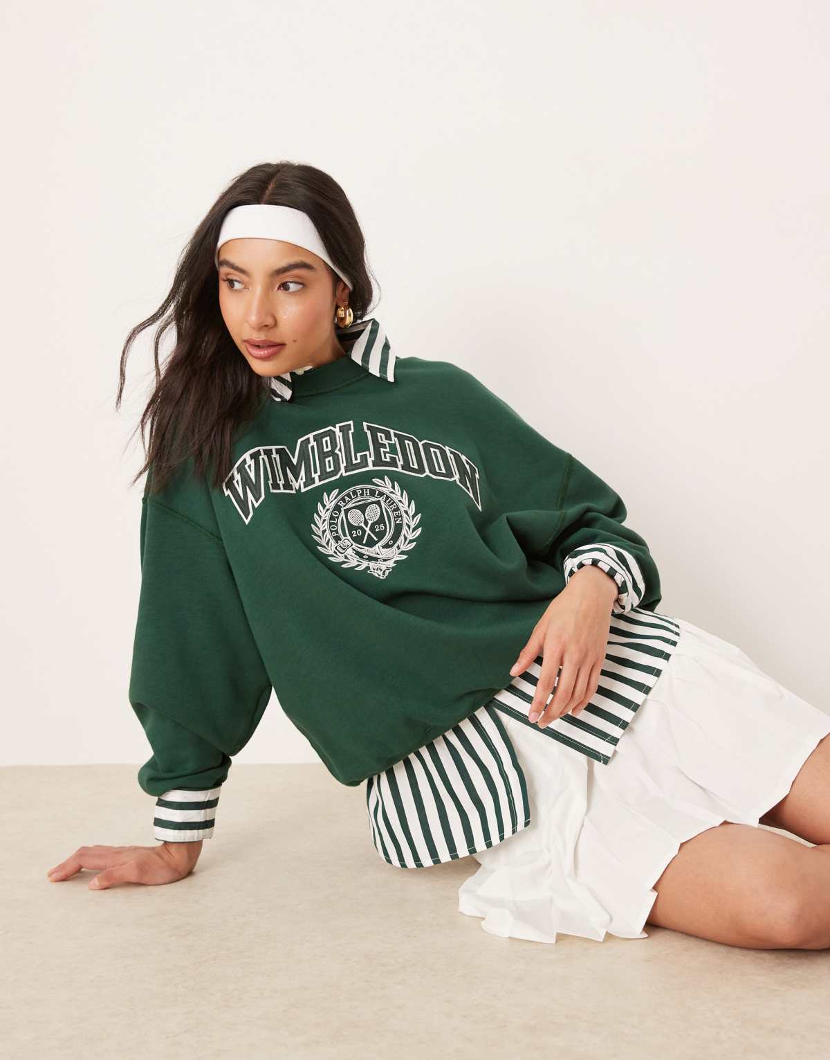 Polo Ralph Lauren Wimbledon capsule large crest logo sweatshirt in dark green