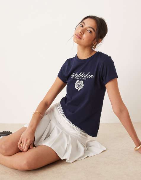 Polo Ralph Lauren Wimbledon capsule large front crest logo print t-shirt in navy - view 1