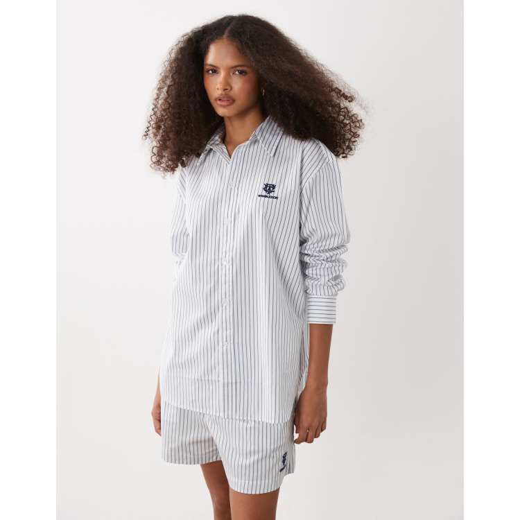 Her lip to￤Laurel Emblem Polo Shirt Polo Ralph Lauren Wimbledon capsule leigh striped shirt with crest