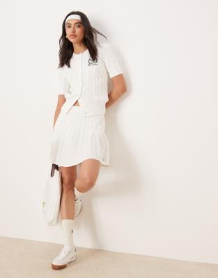 [Polo Ralph Lauren] Polo Ralph Lauren Wimbledon capsule logo micro pleat tennis skirt in white (part of a set) XS white