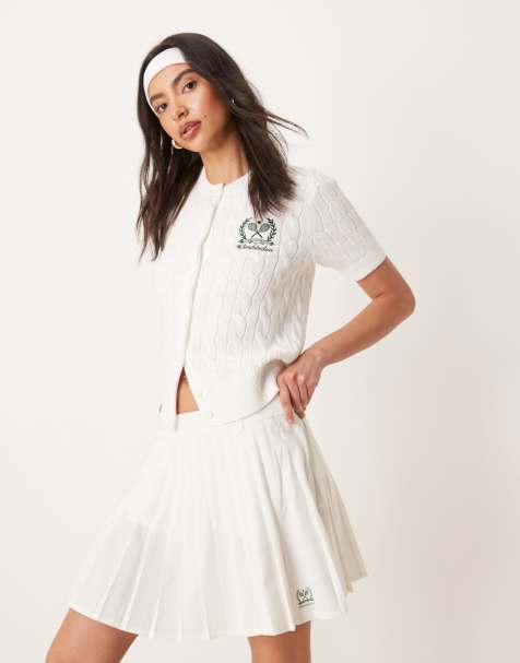 Polo Ralph Lauren Wimbledon capsule logo stretch mesh sleeveless polo and tennis skirt co-ord in white - view 1