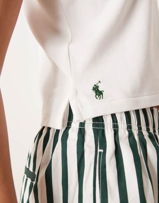 Polo Ralph Lauren Wimbledon capsule logo stretch mesh sleeveless polo co-ord in white, 3 of 4