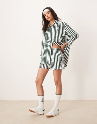 Polo Ralph Lauren Wimbledon capsule logo stripe shorts in dark green (part of a set) - view 1