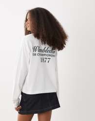 Polo Ralph Lauren Wimbledon capsule long sleeve sleeve surf t-shirt with pocket icon logo in white