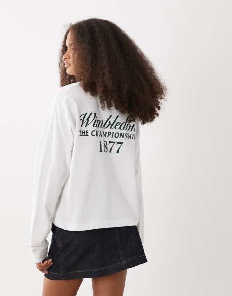 Polo Ralph Lauren Wimbledon capsule long sleeve sleeve surf t-shirt with pocket icon logo in white