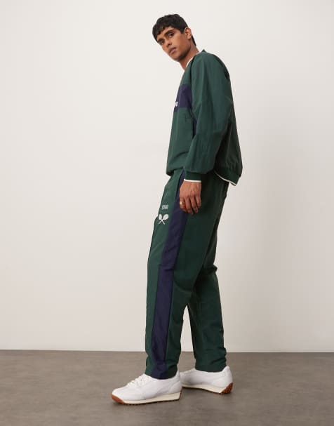 Polo Ralph Lauren Wimbledon capsule nylon tennis track pant co-ord in dark green - view 1