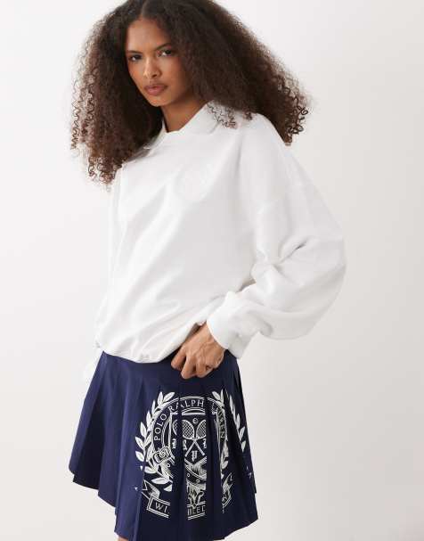 Polo Ralph Lauren Wimbledon capsule polo sweatshirt with crest embroidery in white - view 1