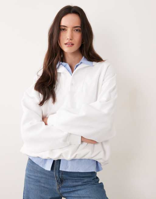 Polo Ralph Lauren Wimbledon capsule relaxed fit back racket embroidery sweatshirt in white, 4 of 4