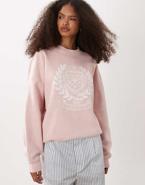Polo Ralph Lauren Wimbledon capsule relaxed fit crest embroidered sweatshirt in carmel pink - view 1