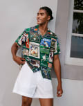 [Polo Ralph Lauren] Polo Ralph Lauren Wimbledon capsule retro prints rayon short sleeve shirt in multi L multi