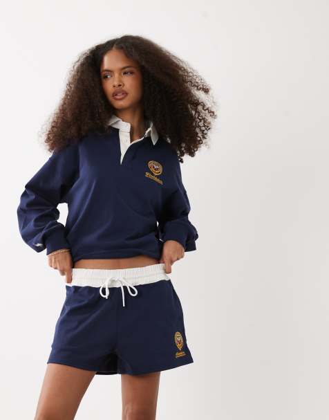 Polo Ralph Lauren Wimbledon capsule rugby short with crest embroidery co-ord in navy - view 1