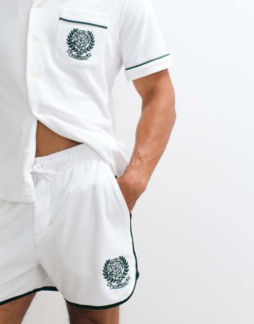 Polo Ralph Lauren - Wimbledon Capsule - Short d'ensemble en tissu éponge avec logo écusson - Blanc, 4 de 5