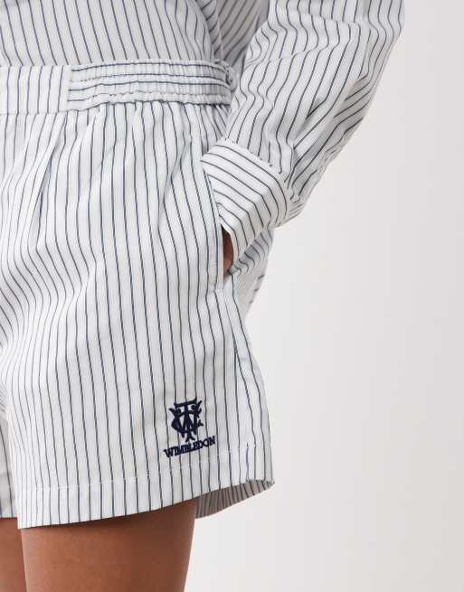 Polo Ralph Lauren - Wimbledon Capsule - Short d'ensemble plissé à rayures avec écusson brodé - Blanc, 2 de 5