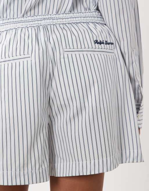 Polo Ralph Lauren - Wimbledon Capsule - Short d'ensemble plissé à rayures avec écusson brodé - Blanc, 4 de 5