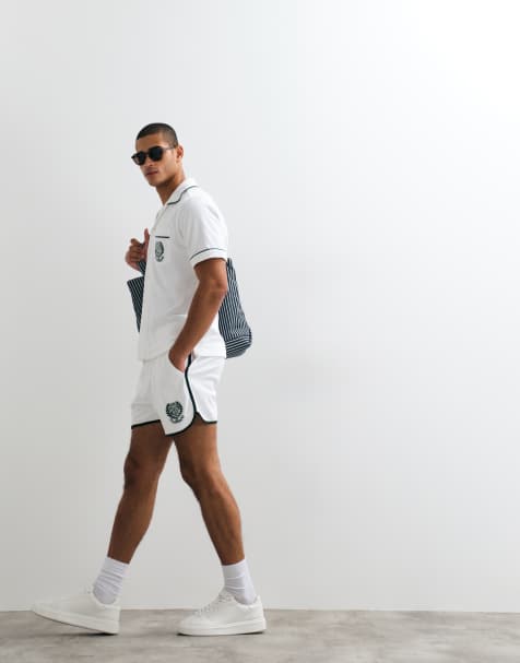 Polo Ralph Lauren – Wimbledon Capsule – Shorts aus Frottee in Weiß mit Wappenlogo, Kombiteil - view 1