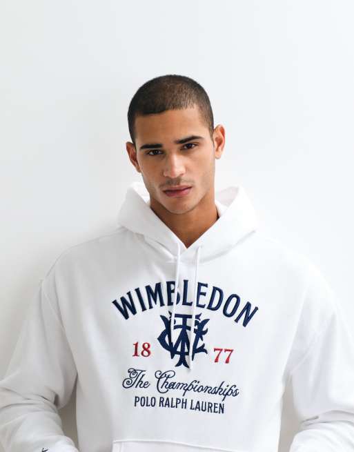 Polo Ralph Lauren - Wimbledon Capsule - Sweat à capuche d'ensemble avec logo et écusson imprimés - Blanc, 3 de 5