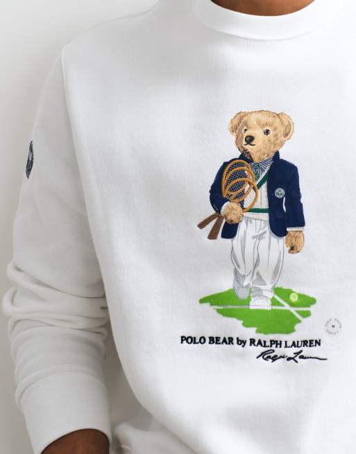 Polo Ralph Lauren - Wimbledon Capsule - Sweat avec imprimé ours - Blanc, 3 de 5