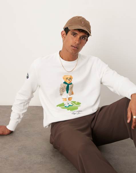 Polo Ralph Lauren – Wimbledon Capsule – Sweatshirt in Weiß mit Bären-Print - view 1
