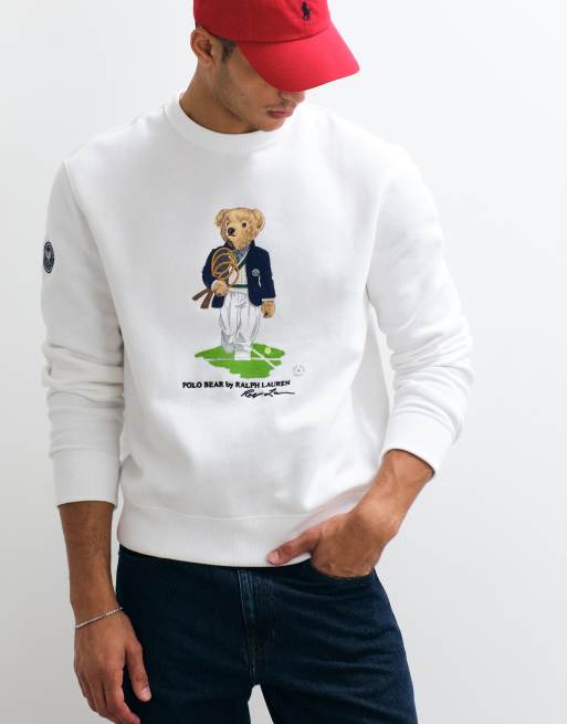 Polo Ralph Lauren – Wimbledon Capsule – Sweatshirt in Weiß mit klassischem Bear-Print, 5 von 5