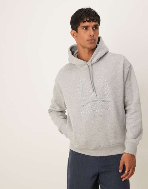 Polo Ralph Lauren – Wimbledon Capsule – Szara melanżowa bluza z kapturem i logo z przodu