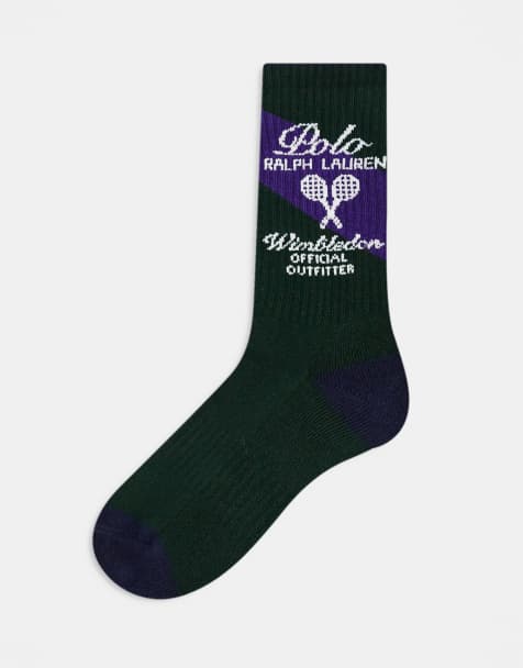 Polo Ralph Lauren Wimbledon capsule tennis logo sports socks in dark green - view 1
