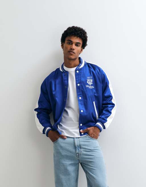Polo Ralph Lauren Wimbledon capsule varsity back embroidered woven bomber jacket in blue, 2 of 5