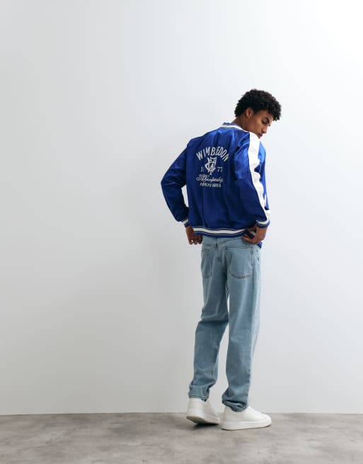 Polo Ralph Lauren Wimbledon capsule varsity back embroidered woven bomber jacket in blue, 3 of 5