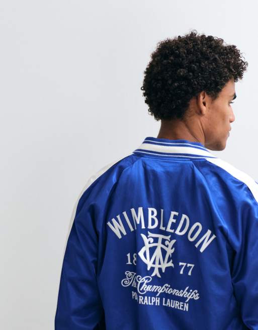 Polo Ralph Lauren Wimbledon capsule varsity back embroidered woven bomber jacket in blue, 4 of 5