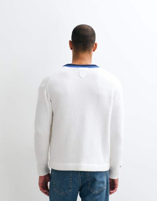 Polo Ralph Lauren – Wimbledon Capsule – Vit, stickad kofta i collegestil av bomull, 4 av 5