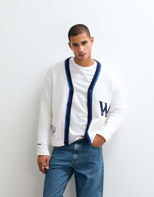 Polo Ralph Lauren – Wimbledon Capsule – Vit, stickad kofta i collegestil av bomull, 5 av 5