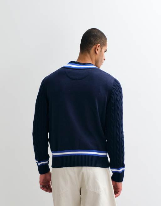 Polo Ralph Lauren Wimbledon casule crest logo knitted jumper in navy, 5 of 6
