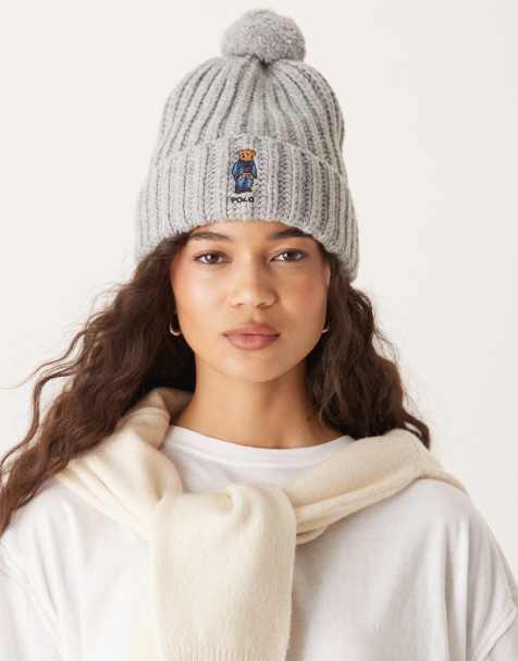 Polo Ralph Lauren - Wolrijke beanie met bear-logo in grijs - view 1