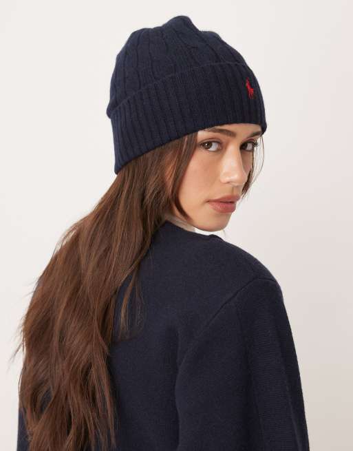 Polo Ralph Lauren wool beanie hat in navy, 3 of 3