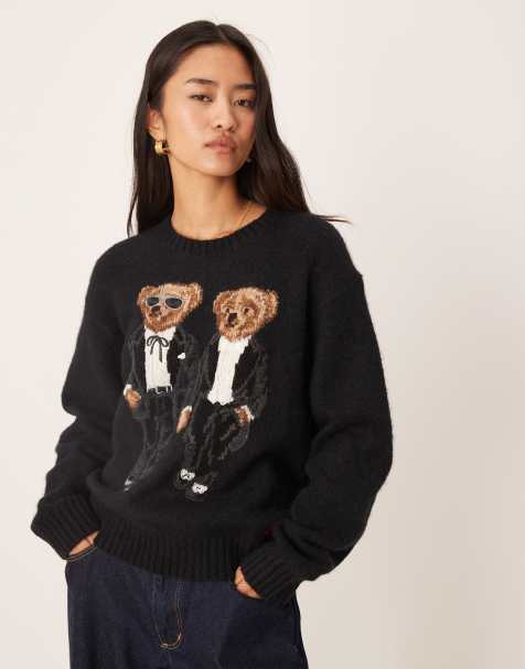 Polo Ralph Lauren wool blend  holiday bear jumper in black - view 1