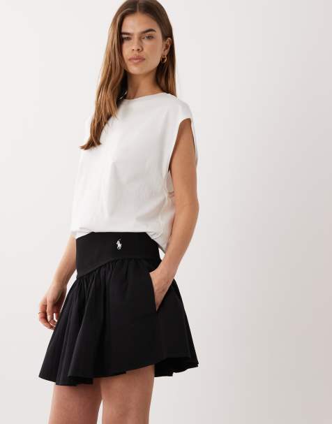 Polo Ralph Lauren woven a-line skirt in black - view 1