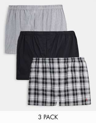 Polo Ralph Lauren 3-pack Cotton Boxers In Black