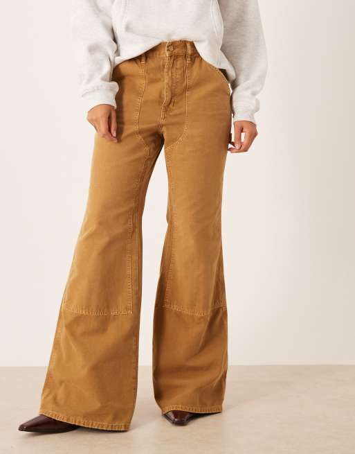 Polo Ralph Lauren woven flared carpenter trousers in tan | ASOS
