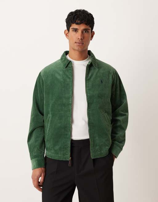 Polo Ralph Lauren - Wyntn - Blouson Harrington doublé en velours côtelé épais avec logo emblématique - Vert foncé