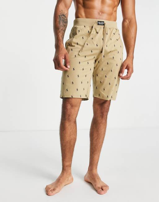 Polo Ralph Lauren x ASOS - Exclusieve samenwerking - Loungeshort in bruin met all-over logoprint